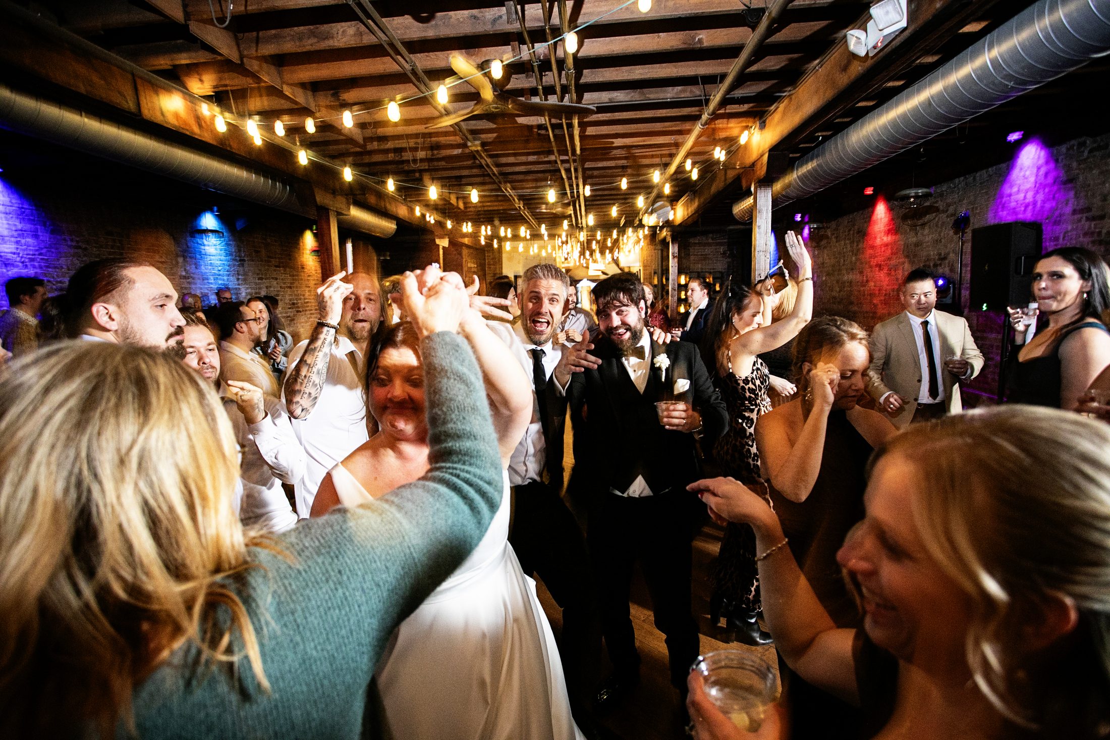 Packed wedding dance floor